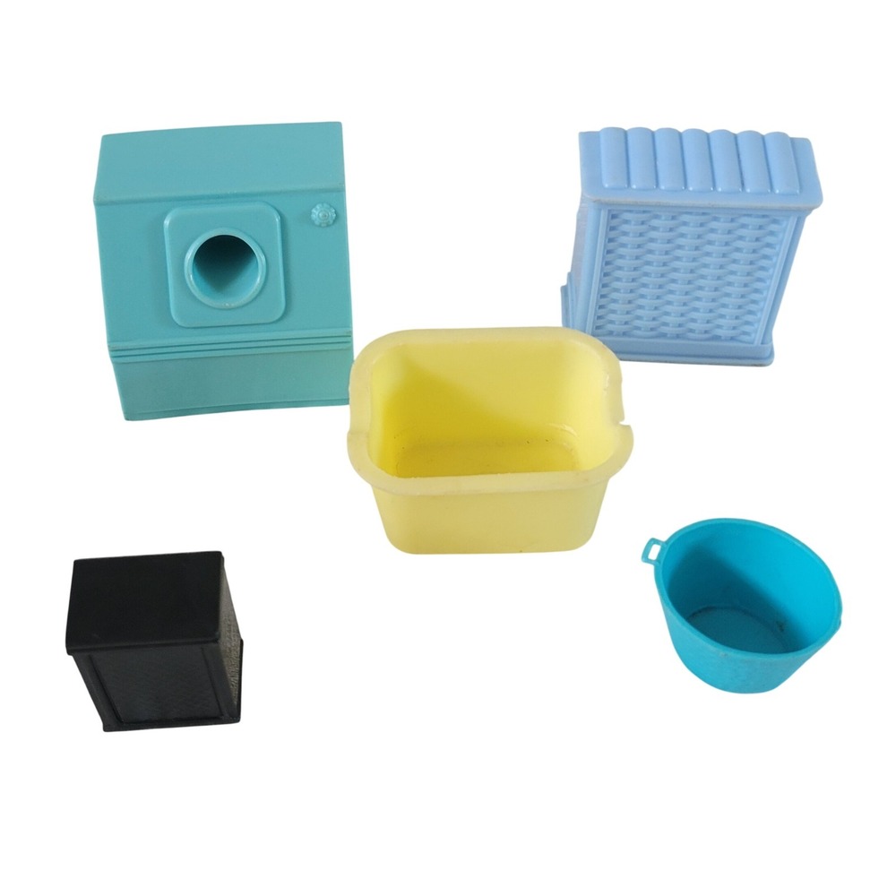Vtg Marx Plastic Dollhouse Laundry Room Accessories Lot 1950s 1960s 1/2 Scale